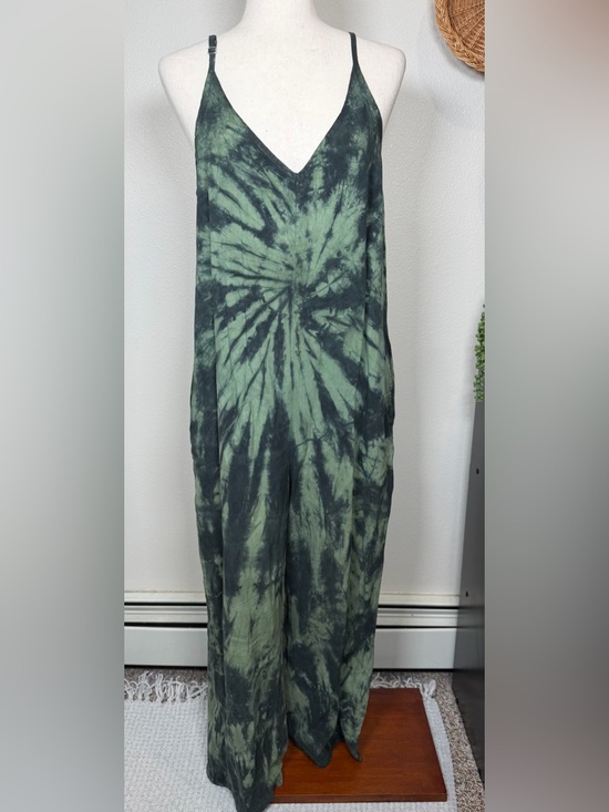 cloth & stone Pants - cloth & stone Green and Black Tie-Dye Jumpsuit